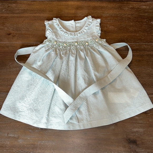 New w/Tags Simplee Kids Smocked Green/Check Dress - Picture 2 of 6